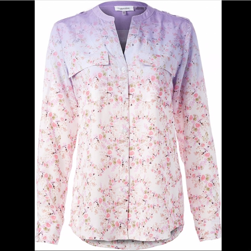 Calvin Klein Printed Floral Rolled Sleeve